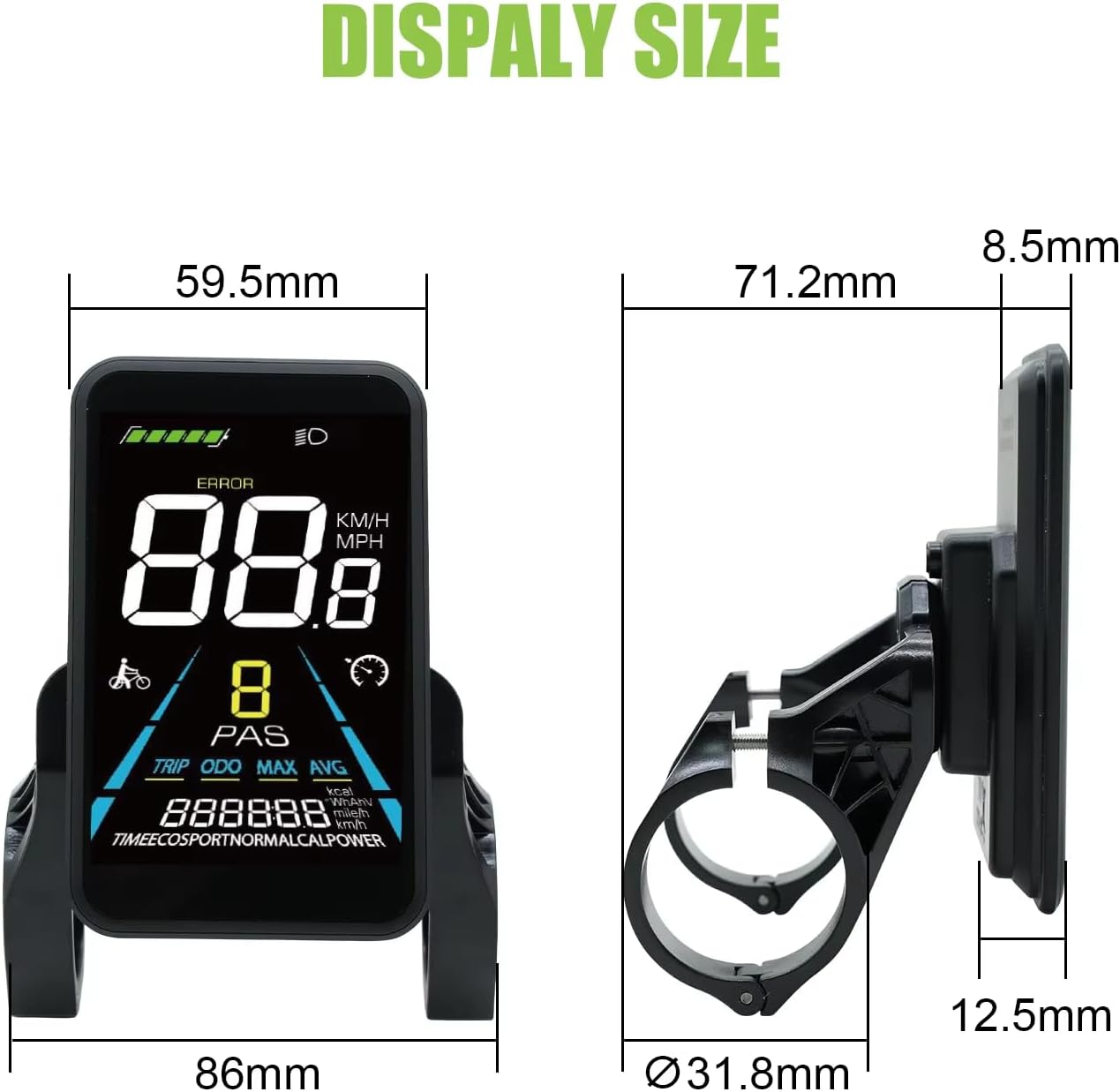 Electric Bike Display Plastic+Metal 36V-52V Waterproof LCD Display NC-81F Electric Bike Panel with USB 5 Pin Connector EBike Bicycle Speedometer Odometer for Scooter
