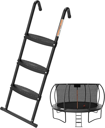 Gardenature Escalera de trampolín, 3 escalones con escalones anchos horizontales, gancho universal, escaleras de trampolín, accesorios de trampolín