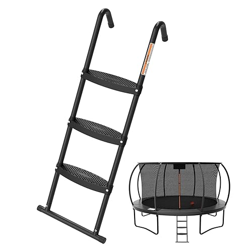 Gardenature Trampoline Ladder, 3-Steps with Horizontal Wide Steps,Universal Hook,Trampoline Stairs,