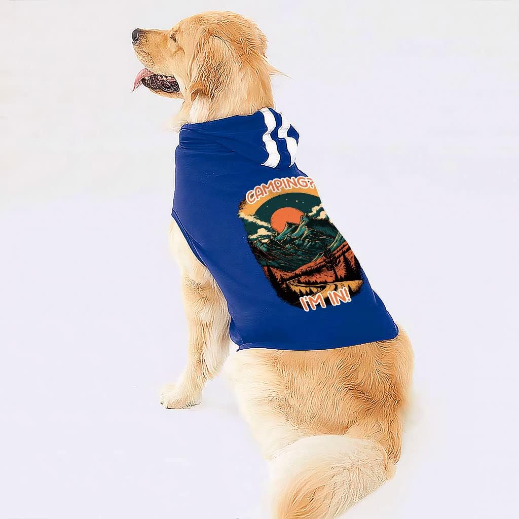 Vintage Camping Dog Shirt with Hoodie - Mountain Dog Hoodie - Sunset Dog Clothing - Black White, L