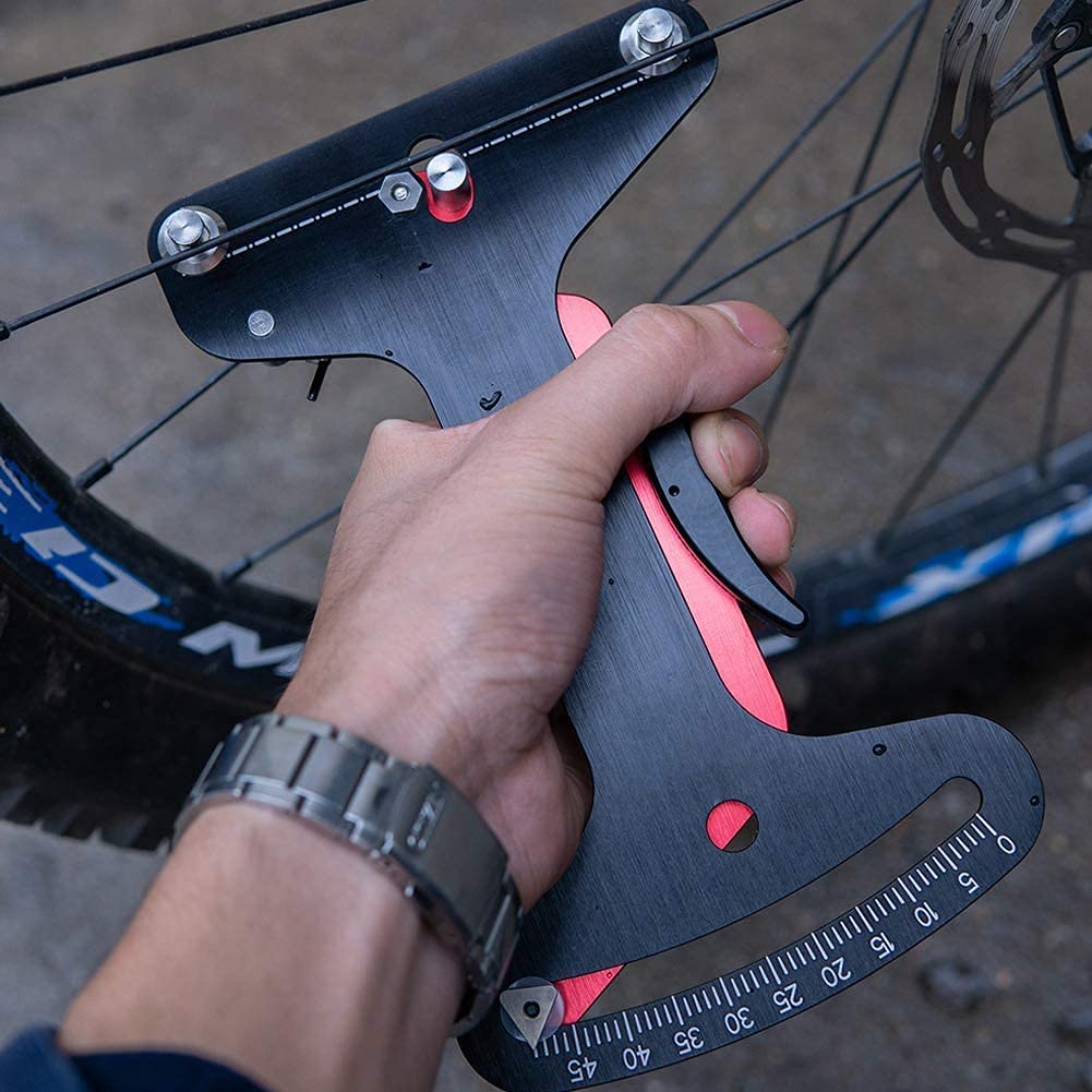 Elolicu Bicycle Spoke Tension Meter Measuring Tool, Aluminum Alloy Bicycle Wheel Tool Wire Tension Adjustment Tool Indicator Meter Tensiometer Bike Accessory