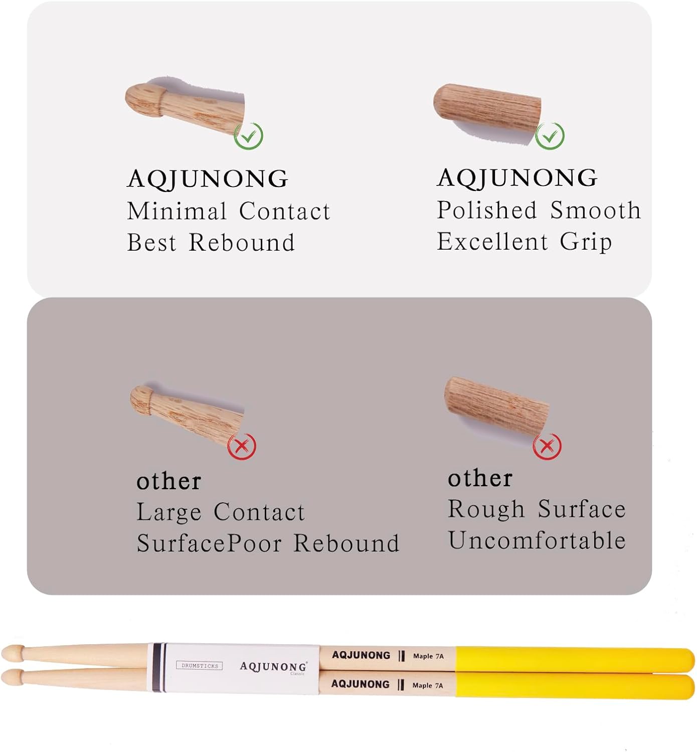 Drum sticks, Classic 7A Maple Wood Tip 12 Pair No-slip Drumsticks for Acoustic Drum and Electronic Set, Professional Musical Instrument Percussion Accessories
