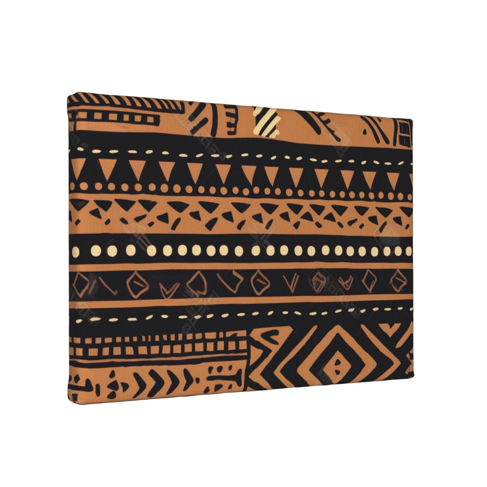YKLJG African Mud Cloth Tribal Printed Wall Art Canvas Painting 30x20 CM Wooden Framed Picture Painting Artwork Prints for Bedroom Kitchen Home Office Decor