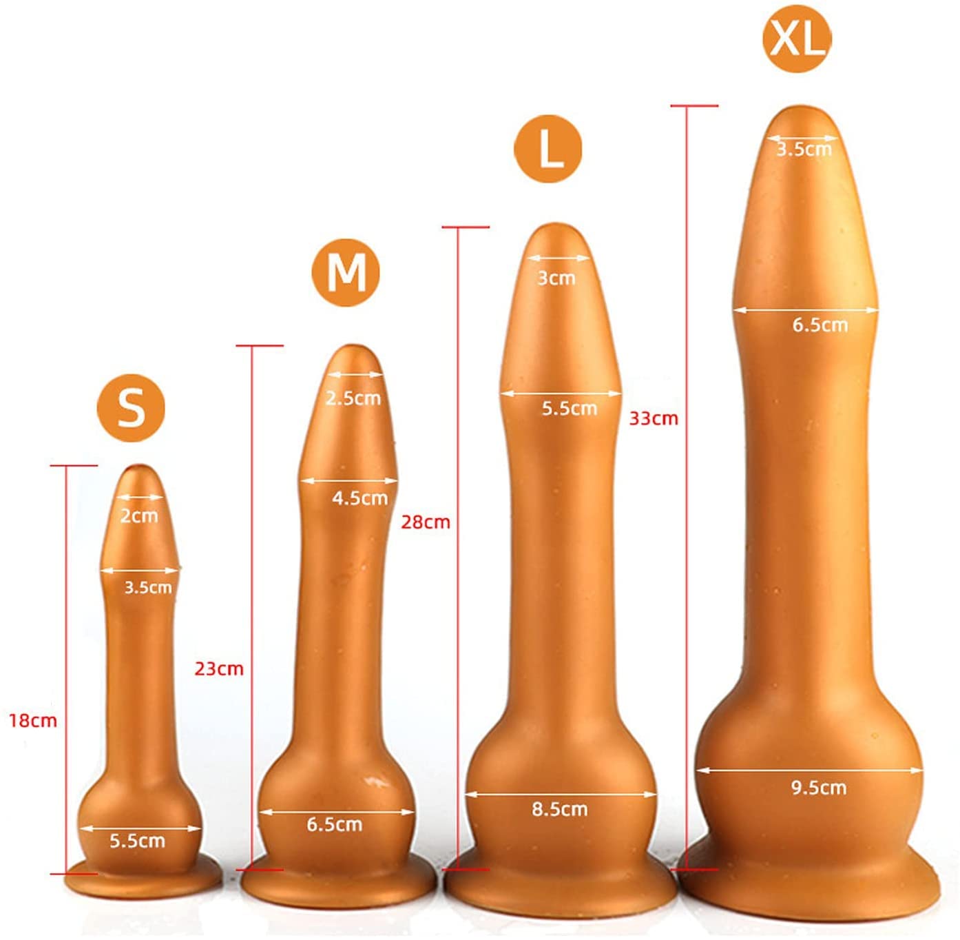 Silicone morbido vibratore anale lungo butt plug maschio anale prostata espansore anale plug donna punto G masturbazione vaginale giocattoli anali gay vibratori anali(Metallic Metallisch,XL)
