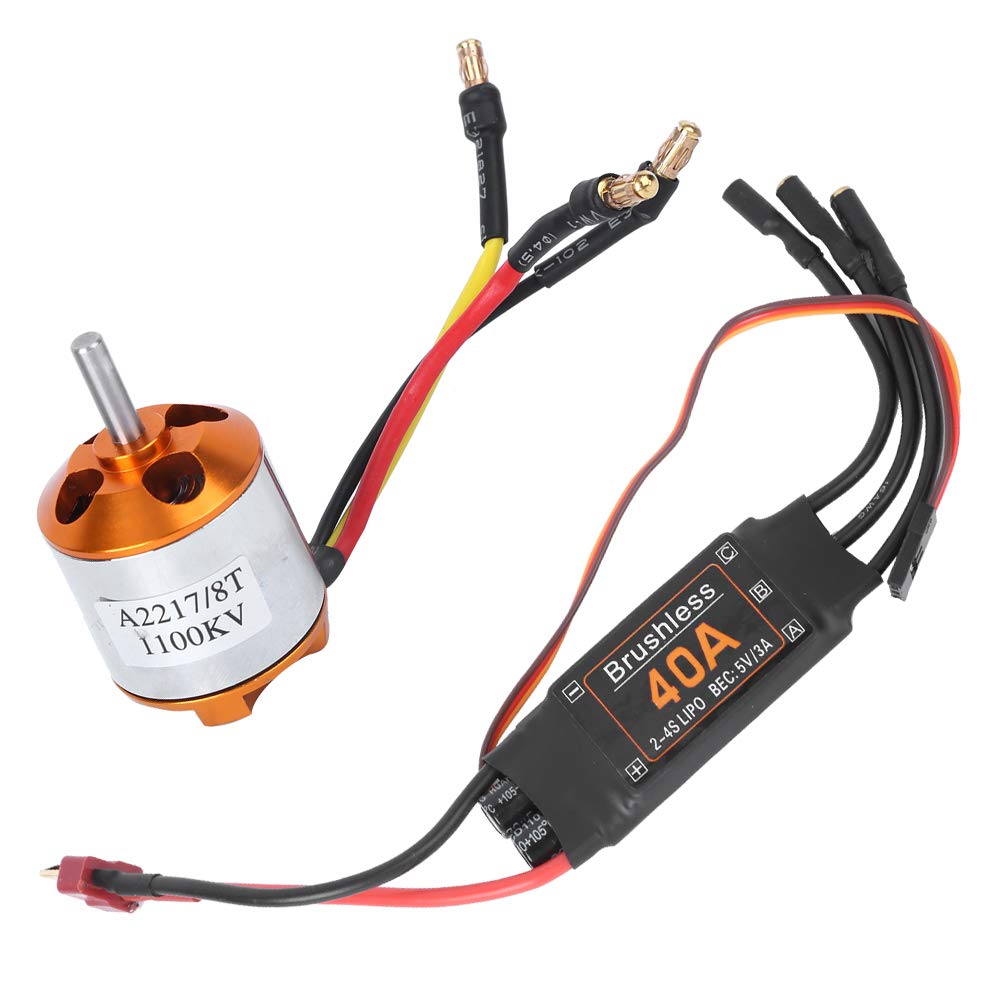Keenso A2217 1100KV Bürstenloser Motor, 40A Regler mit Sicherheitsschutz, SG90 9G Mikroservo für RC-Flugzeug (A2217 KV1100KV Bürstenloser Motor 40A ESC SG90 9G)