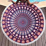 Benefeet Sox Large Round Beach Towels Mandala Beach Towel Microfiber Quick Dry Sandless Thick Boho Bohemian Roundie Throw Beach Blanket Tassels Hippy Gypsy Circle Swim Pool Towel-Mandala Navy, 59'