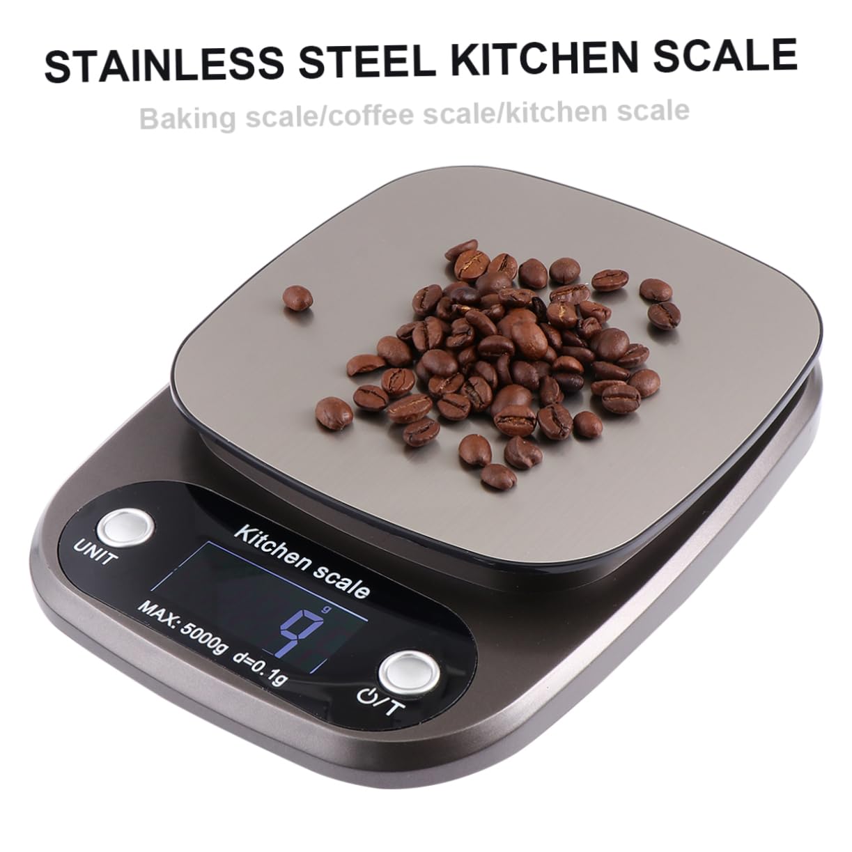 Cooking Essential Scale 5kg/0.1g Precision Mini Lightweight Stainless Steel No Battery Grey