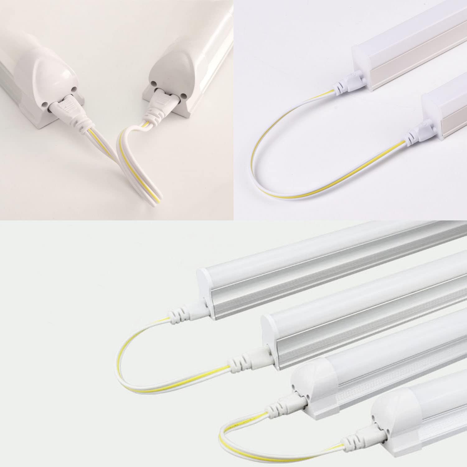 T5 T8 Tube Connector Cords, 3-pin Extension Power Cord,（10-Pack LED Female to Female Connector Cable for Integrated LED Tube Dual Connector Cable (30cm/0.98ft)