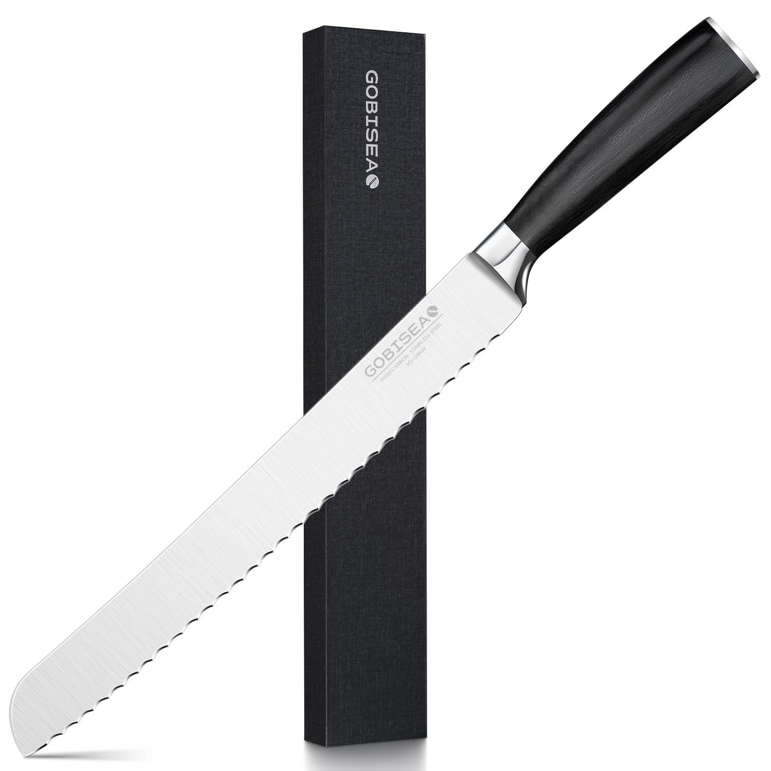 GobiSea 10-Inch Serrated Bread Knife for Homemade Bread, Sourdough Bread Knife with Wide Wavy Edge for Slicing Toast, Baguette, Bagels, Cake