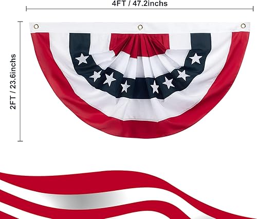 Miniatura 2 de Banderas decorativas para el 4 de julio, pancarta de bandera estadounidense de 2 x 4 pies, bandera plisada de Estados Unidos, media bandera para