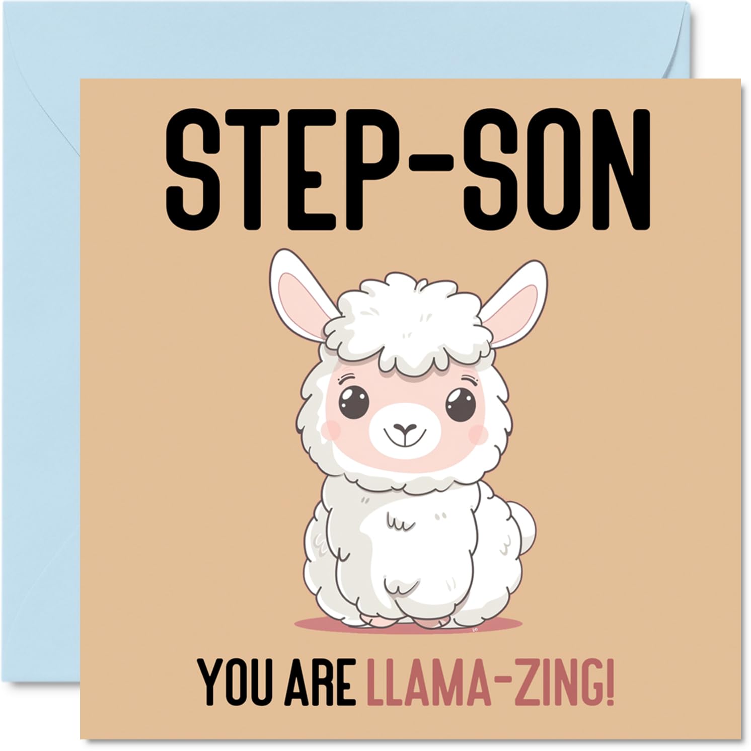 Birthday Cards for Step Son - Llama-Zing - Funny Happy Birthday Card for Step-Son from Step Mum Dad, Son Gifts, 145mm Joke Greeting Cards Men Him
