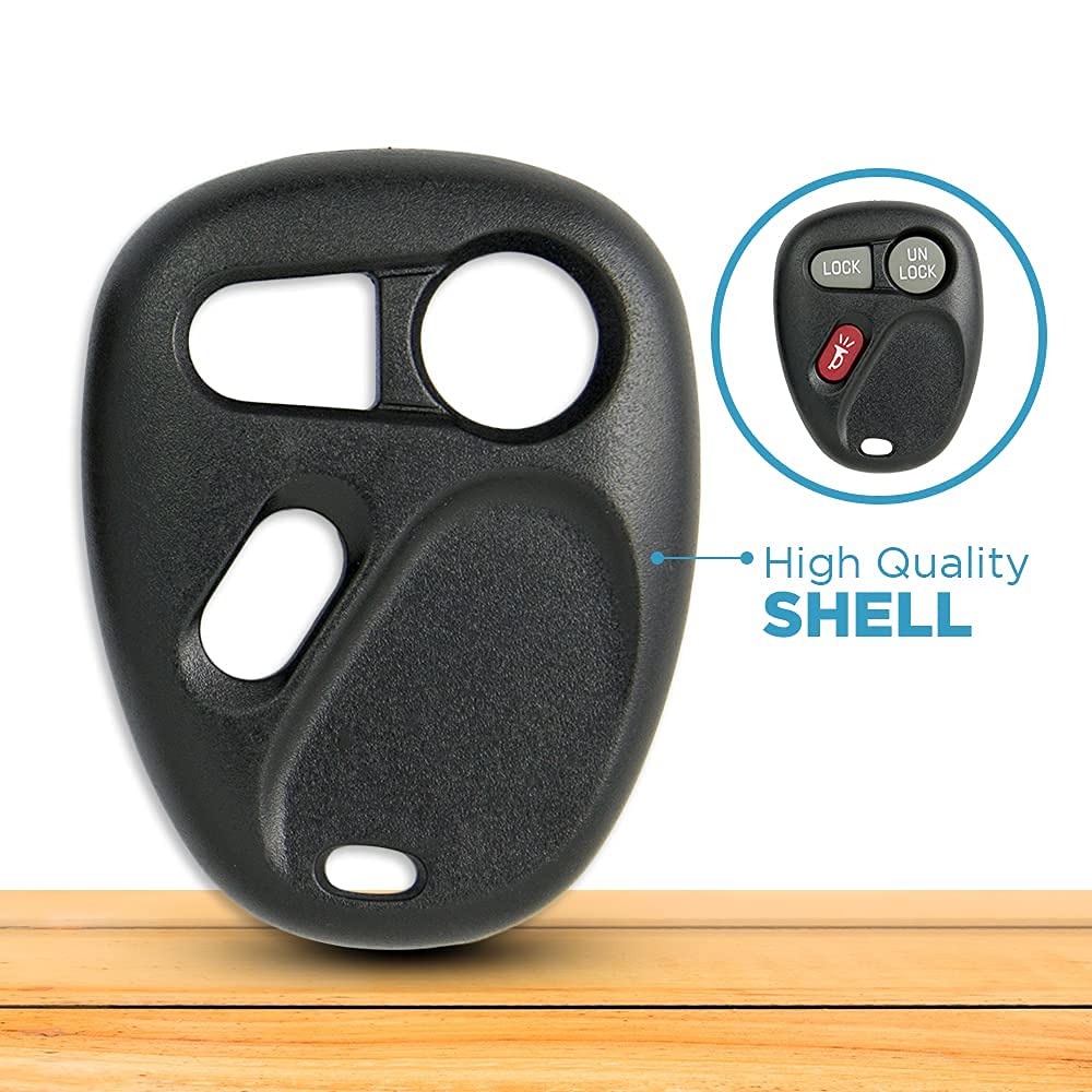 Keyless2Go Repuesto para Carcasa y Almohadilla de 3 Botones para Mando a Distancia FCC KOBLEAR1XT KOBUT1BT – Solo Carcasa (Paquete de 2)