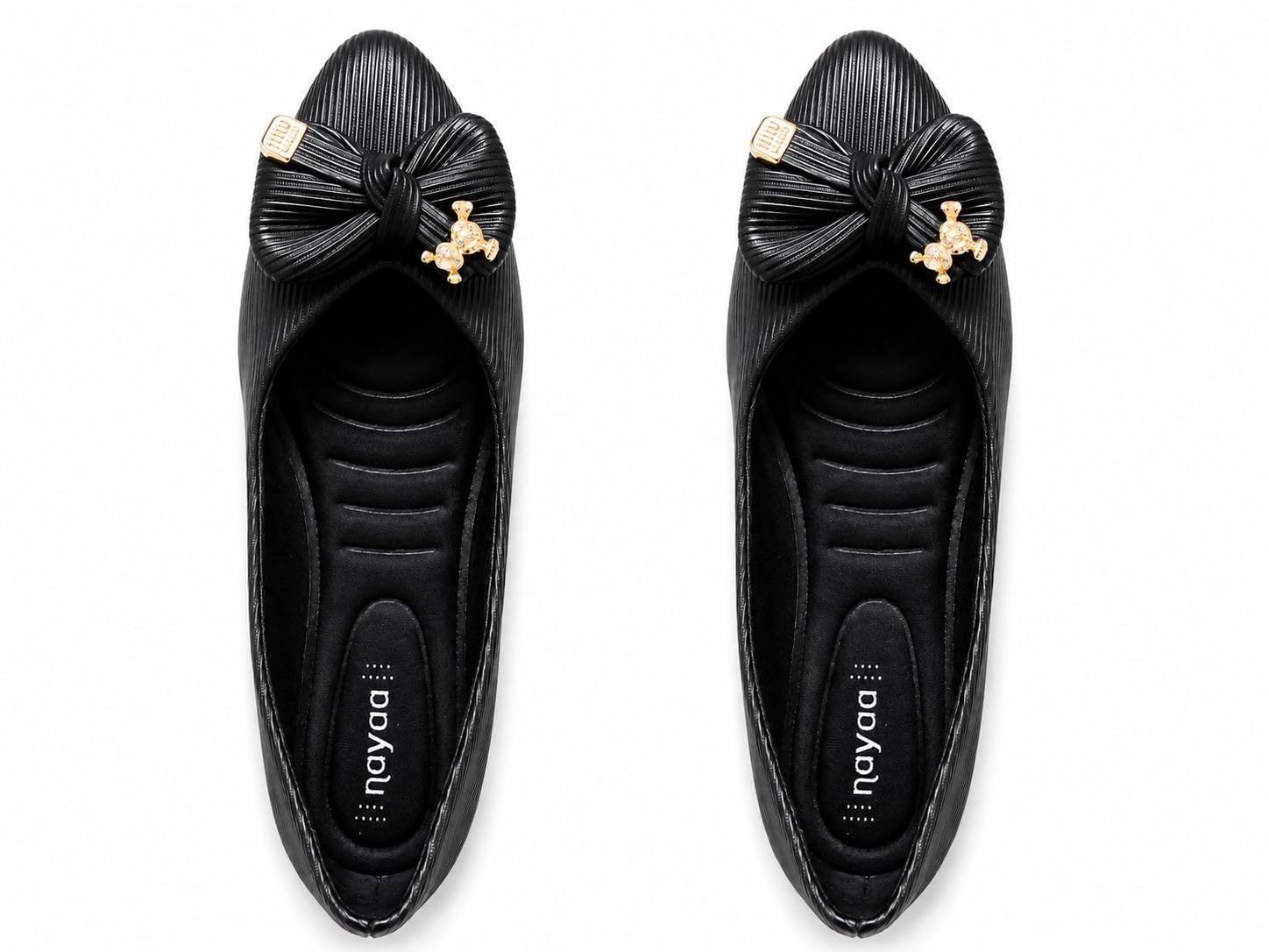 Women’s Black Textured Ballet Flats with Bow Detail | Stylish Slip-On Bellies for Women | Soft Cushioned Comfortable Casual, Office Shoes for Girls & Ladies-image-39