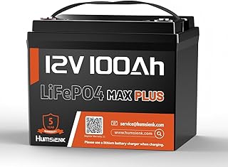 HumsiENK 12V 100Ah LiFePO4 Lithium Battery MAX Plus, 15000+ Deep Cycle Battery, Built-in 110A BMS with Low-Temp Protection, Ideal for RV, Marine, Trolling Motors, Off Grid