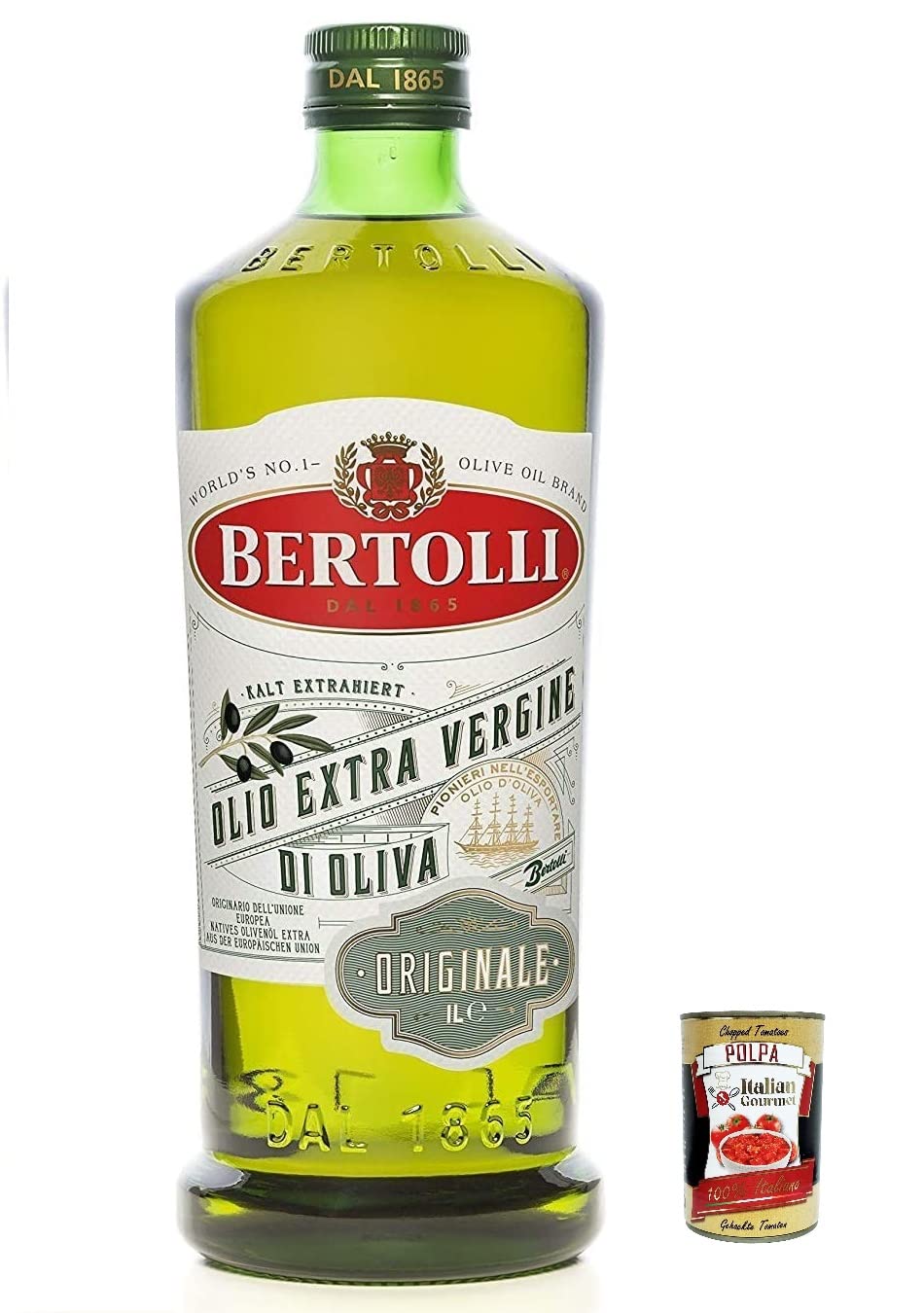 Italian Gourmet olio extravergine di oliva Natives Olivenöl Extra 6 x 1L | Sapore mediterraneo, praktische Familienpackung zur Küche mit Gemüse, Brot und, Gesamtnettogewicht 6 L + Kostenlos Polpa 400g