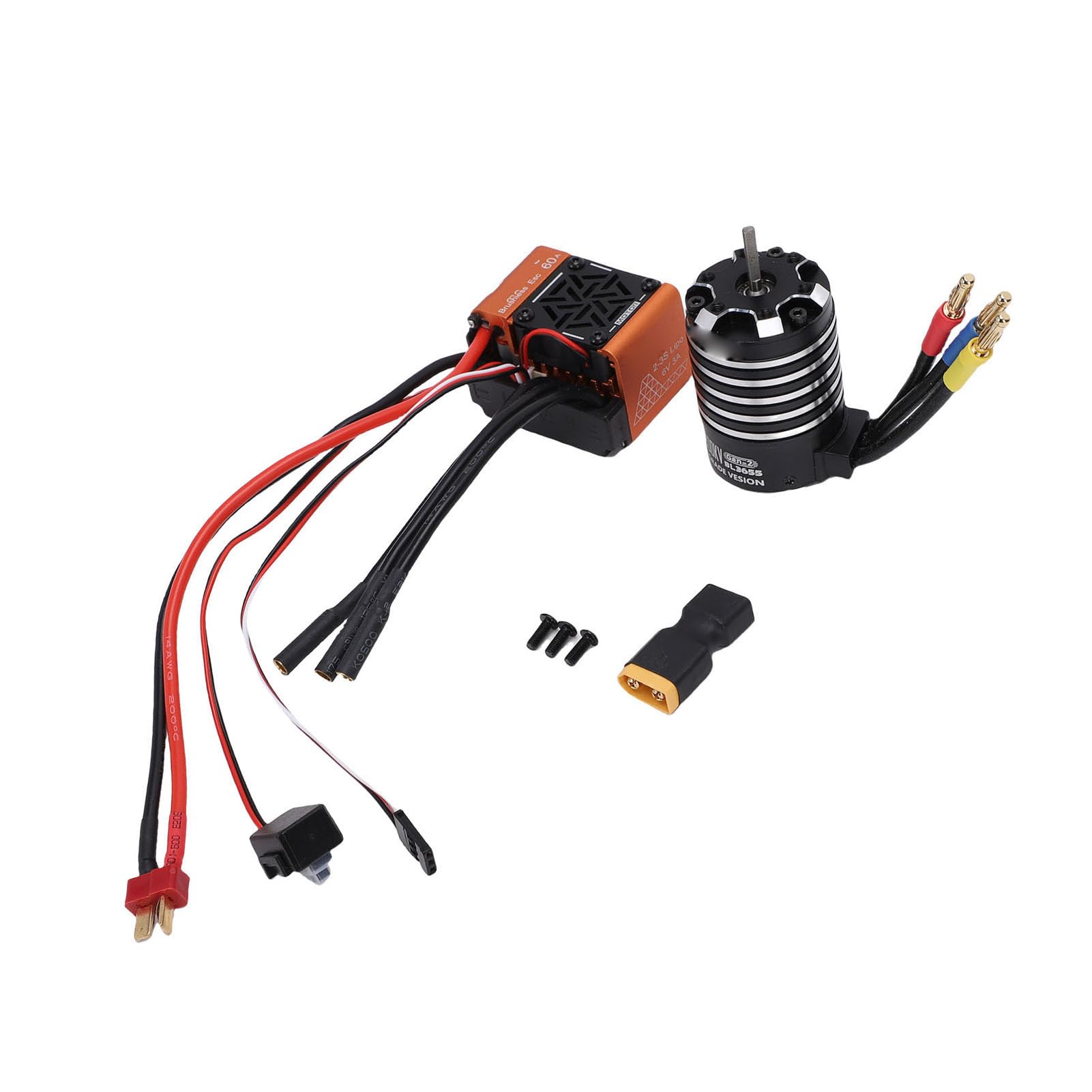 Cocoarm Bezszczotkowy Silnik ESC Combo 4300KV, Bezszczotkowy Silnik RC ze Stopu Aluminium z Wałem 60A ESC 3,175 Mm, 4-biegunowy, 12-szczelinowy Wysoki Skręt dla Samochodu Ciężarowego 1/10 1/12 RC
