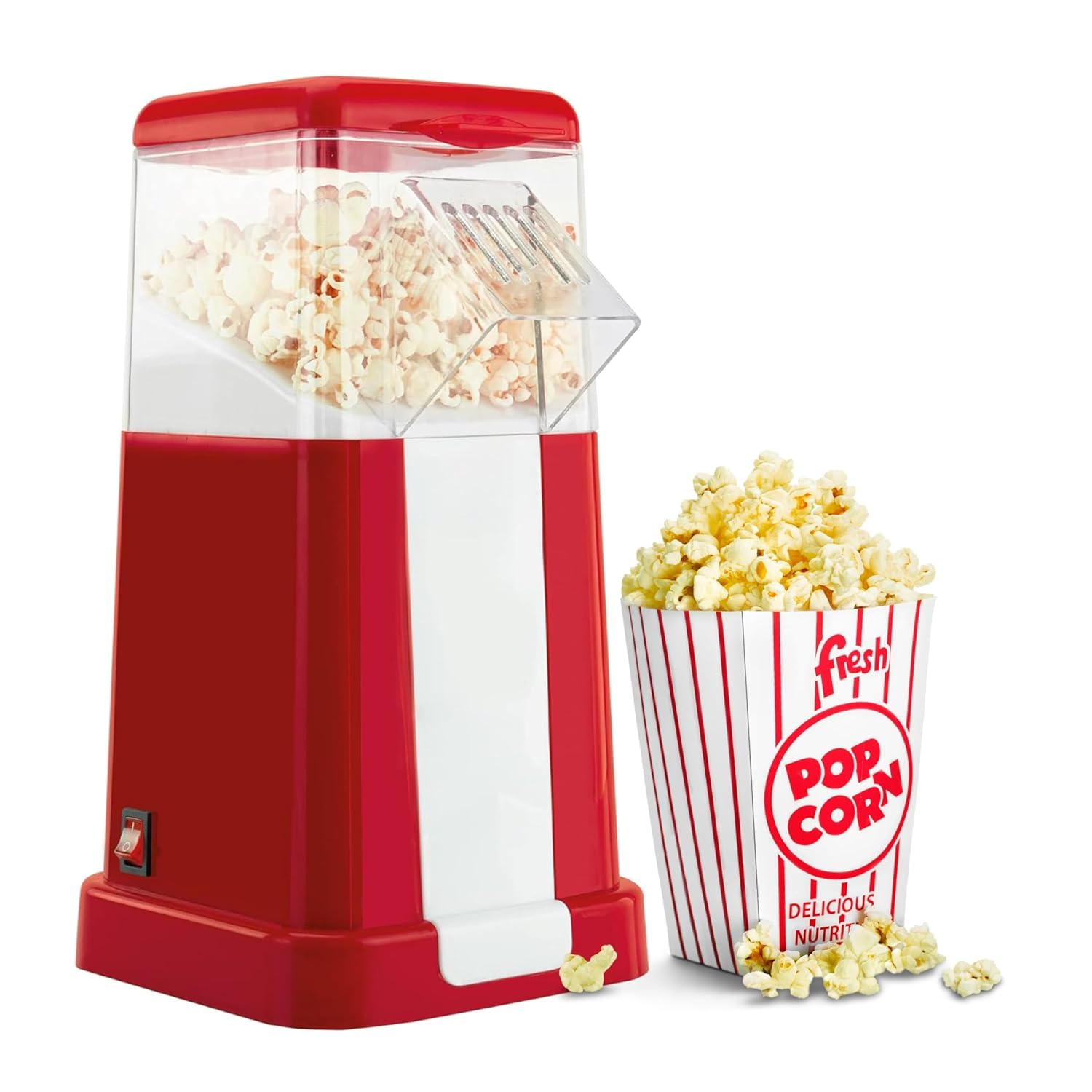Drumstone Electric Popcorn Machine Hot Air Popcorn Maker for Home Kitchen Oil Free Corn Popper with Measuring Cup Fast Popcorn Maker for Movie Nights Family Snacks and Parties Home Use Poppers-picture-30