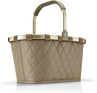 reisenthel carrybag Frame Rhombus Olive – Stabiler Einkaufskorb mit viel Stauraum und praktischer Innentasche – Elegantes und wasserabweisendes Design