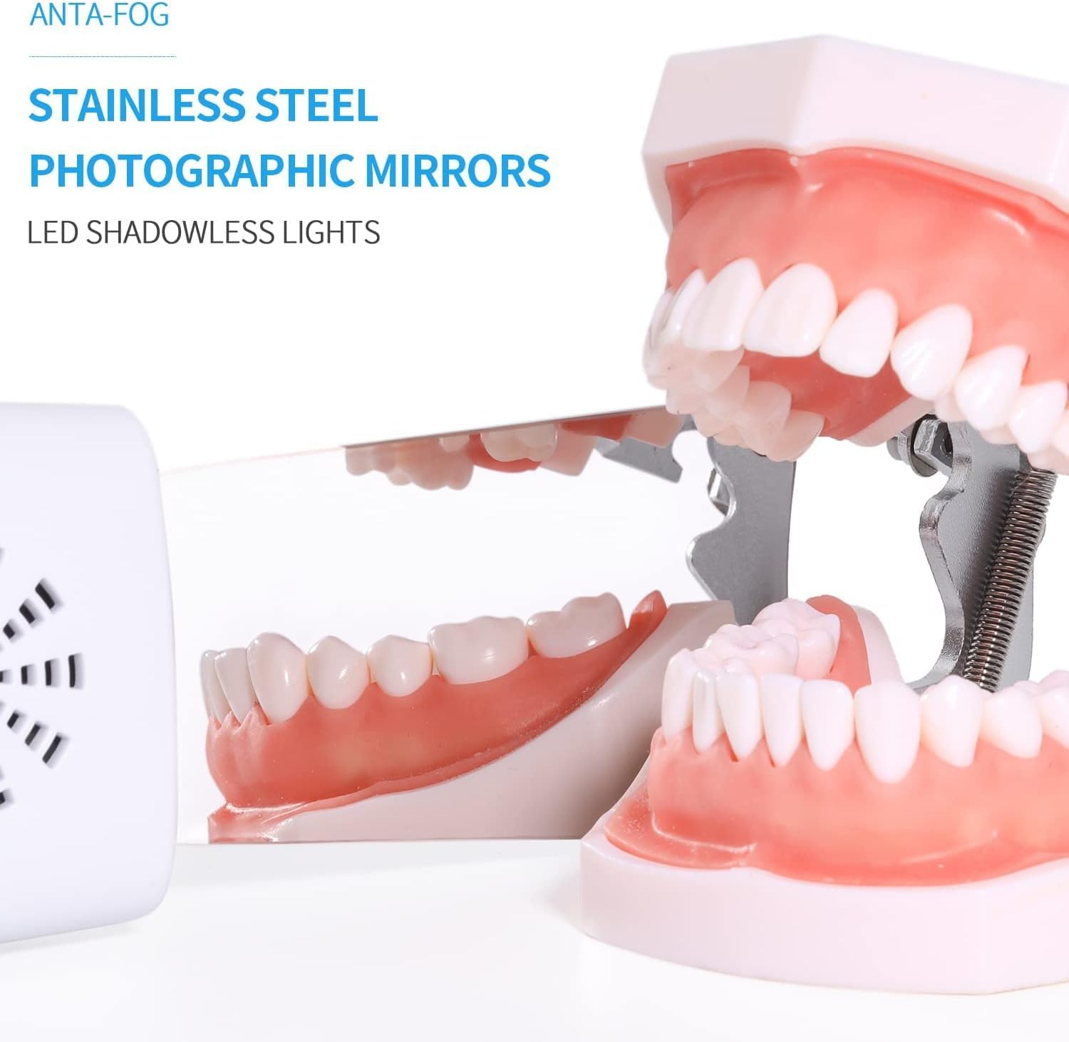 Beschlagfreie Dentalfotografie-Spiegel, Dental-Kieferorthopädie-Spiegelreflektor, Intraorale Zahninspektion, LED-Spiegel, kabelloses Ladegerät und Ventilator mit 4 austauschbaren Spiegeln