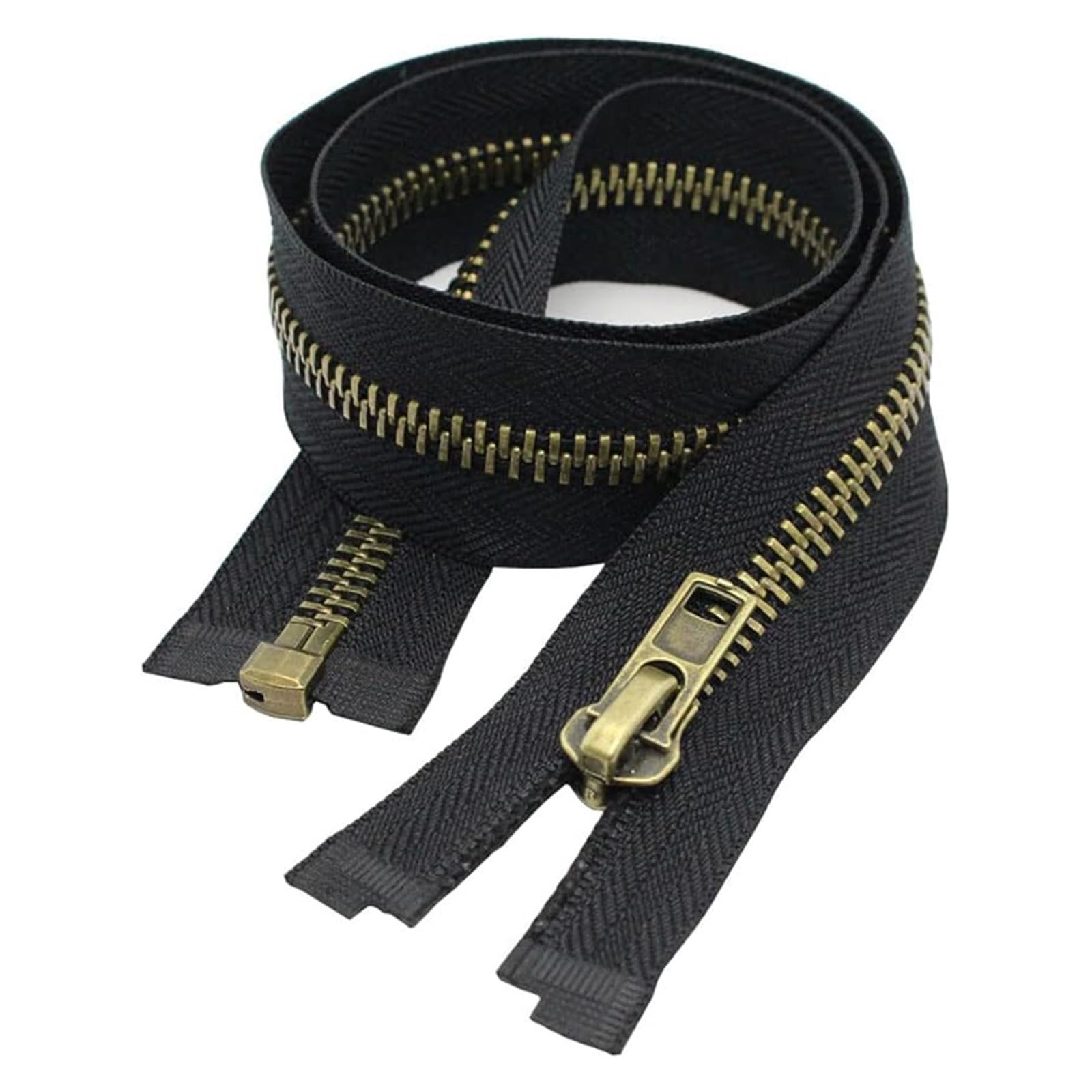 Cremallera de metal Cremallera abierta de Metal bronce 5 #, cremallera con dientes en Y separadores de latón for chaquetas, abrigos, bolsos, suministros de costura, accesorios(65CM_BRONZE ZIPPER)