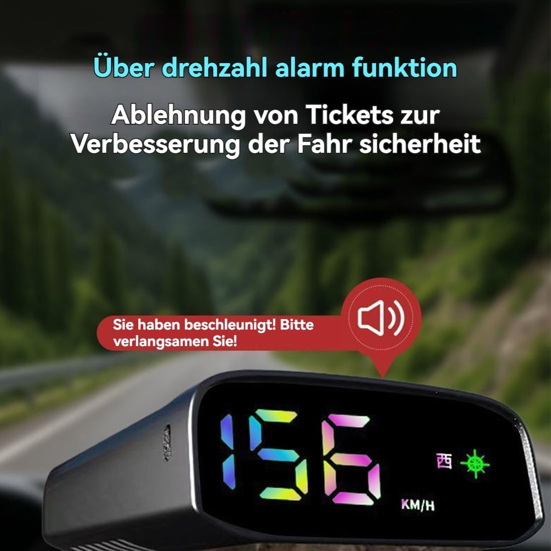 Tachimetro ad energia solare per auto, con GPS, schermo LED, solare e USB-C, punto preciso, Plug Play (3 pezzi)