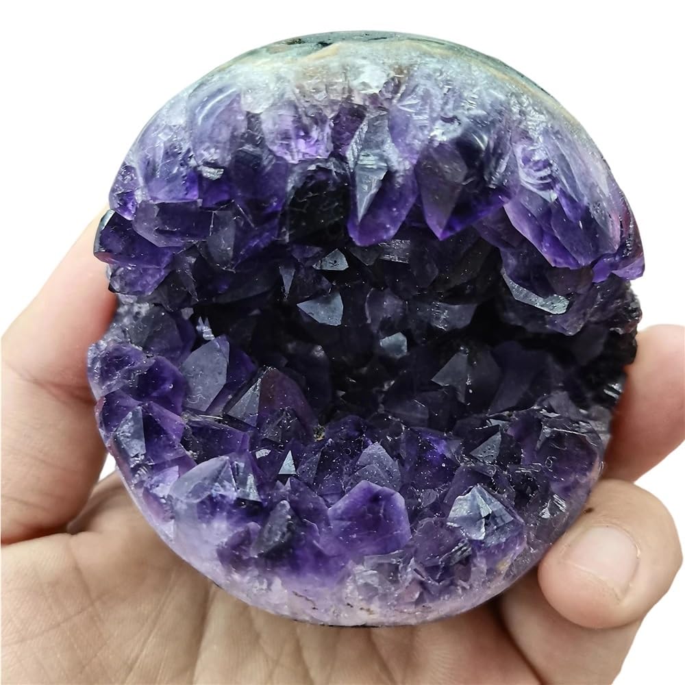 HAOYUNS Beautiful Natural Amethyst Geode Agate Ball Home Decoration Gifts for Crystal Lovers(71-80mm)