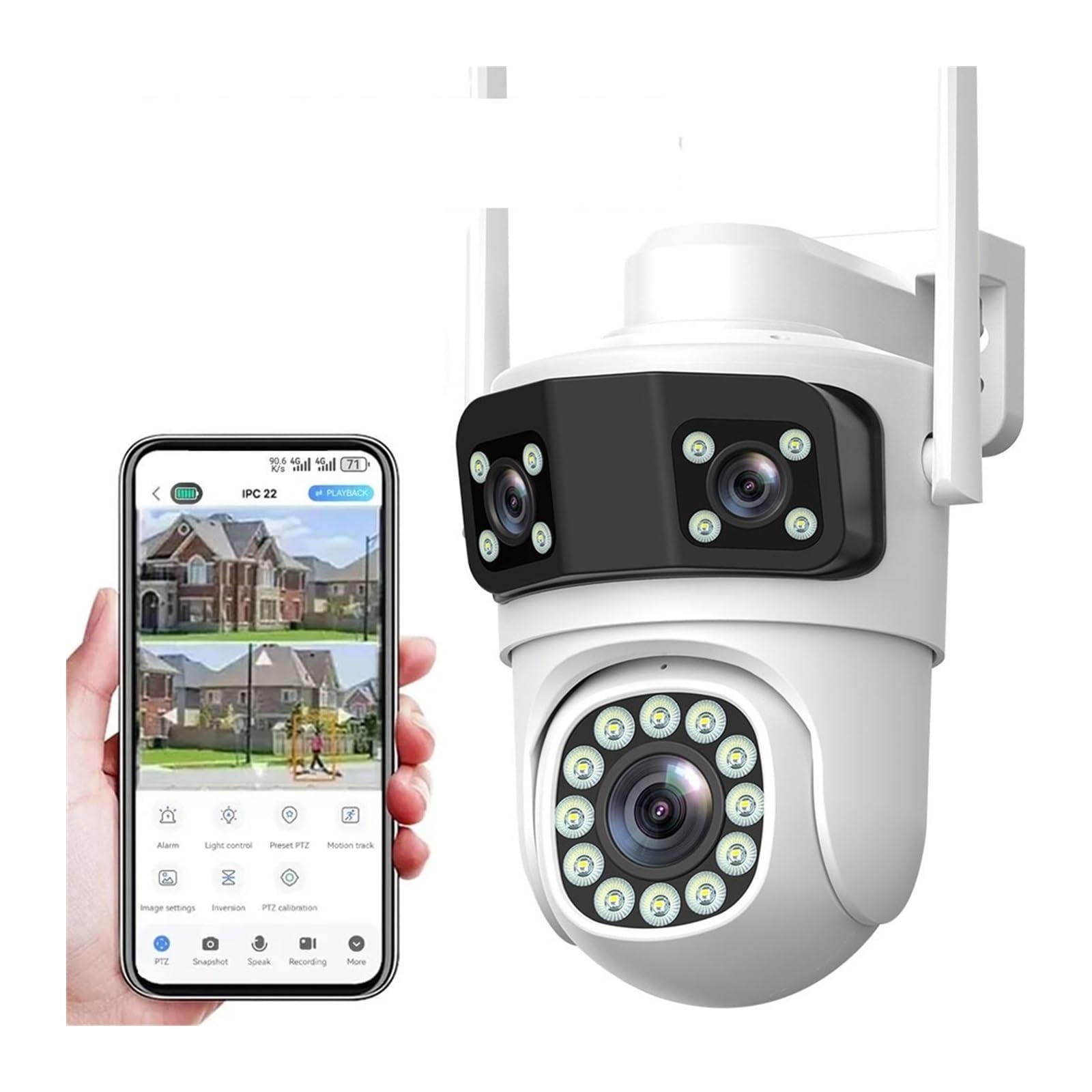 JVDDI 4G/WiFi PTZ Camera Three Lenses Motion Detection Night Vision Weatherproof Security Cam Outdoor IP CCTV Surveillance Cameras(4G Camera)
