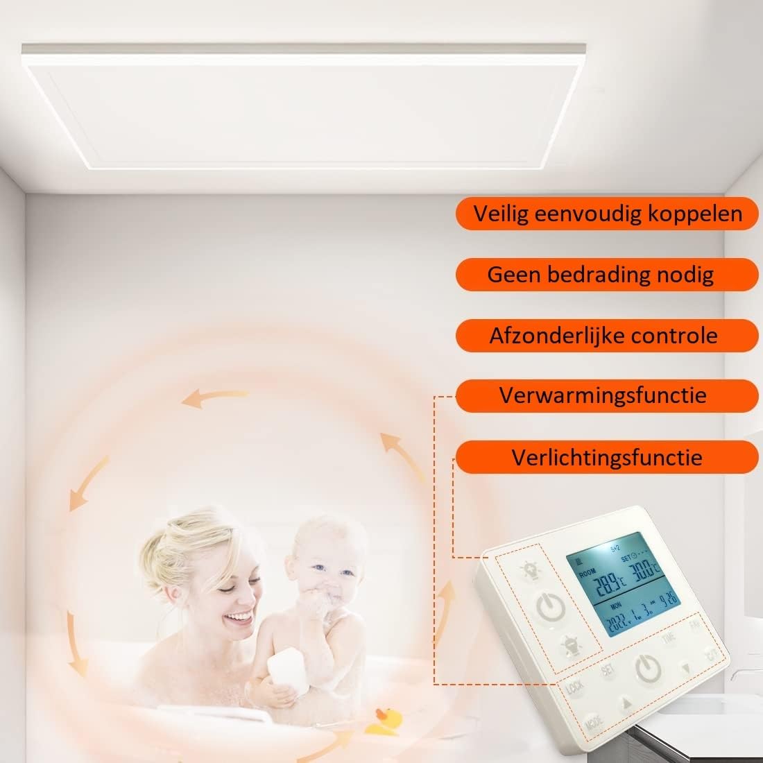 QH-HL - Pannello a Infrarossi con Illuminazione a LED, Riscaldamento Elettrico a Infrarossi, Efficienza Energetica, 840 Watt, WiFi