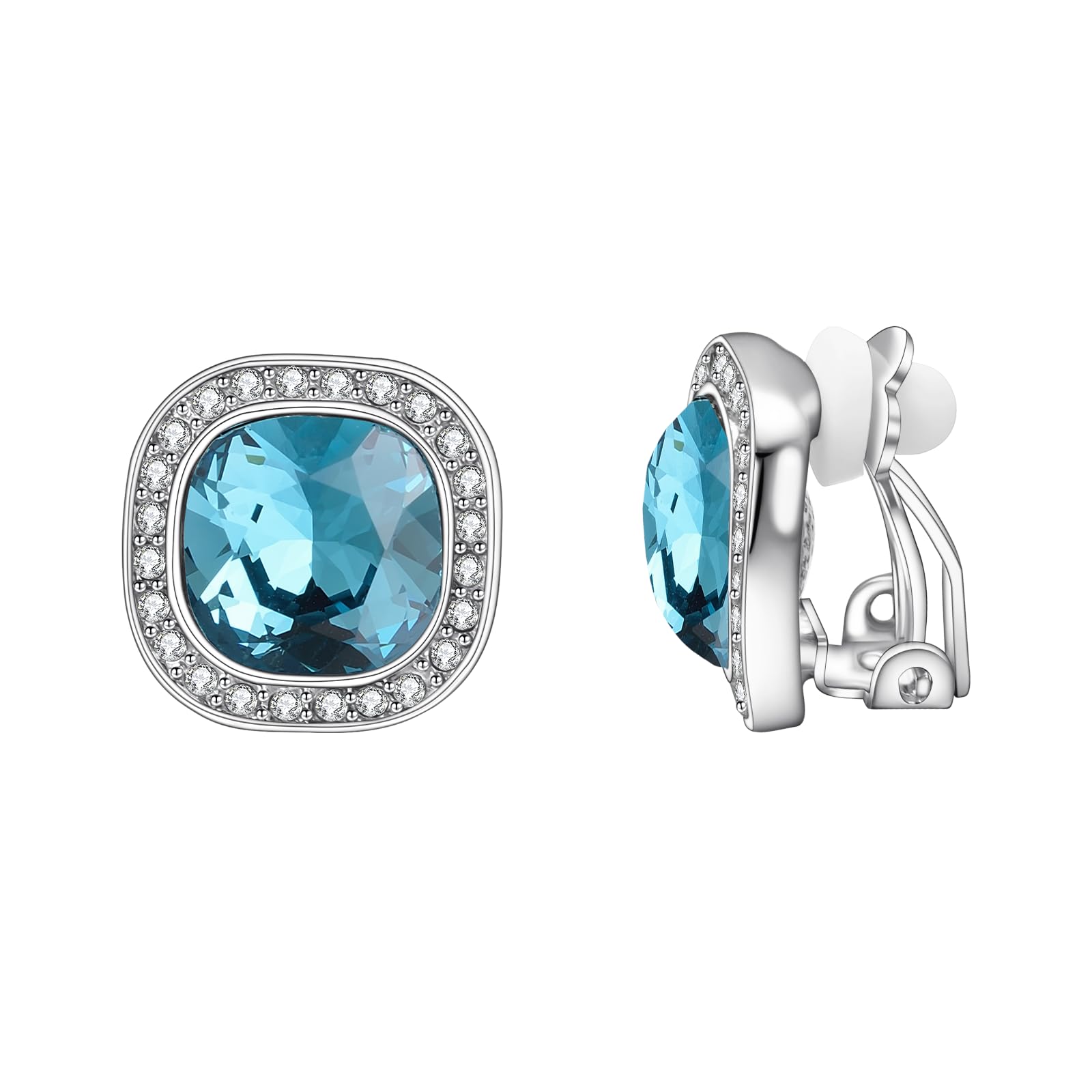 Crystal Clip on Earrings for Women Ellipse 5A+ Austria Cubic Zirconia Clip on Earring for Bride Jewelry, 18KGP, Cubic Zirconia