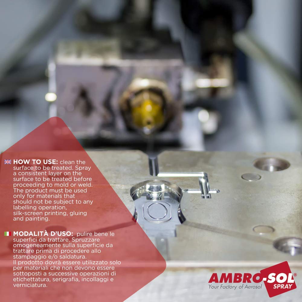 Ambro-Sol - I250 Antiadesivo al Silicone, Lubrificante, Lucidante, Protettivo e Perfetto come Distaccante, Bomboletta Spray in Banda Stagnata 100% Riciclabile all'Infinito da 400 ml (Confezione da 4)