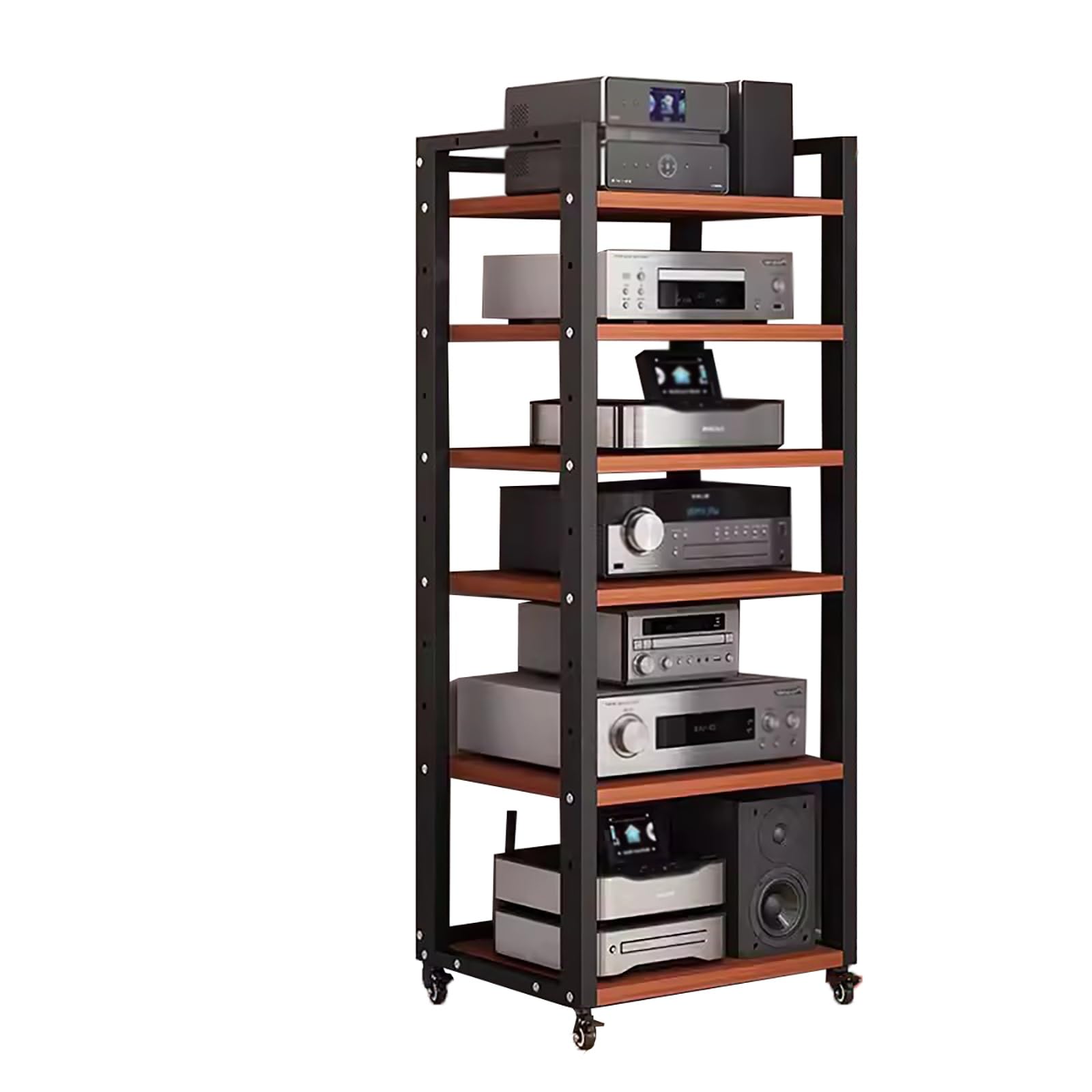 meuble chaine hifi Support stéréo à 6 niveaux for composants audio et vidéo, amplificateur de salon, bureau à domicile, lecteur DVD, CD, accessoires TV, récepteur, jeu, étagère de rangement multimédia
