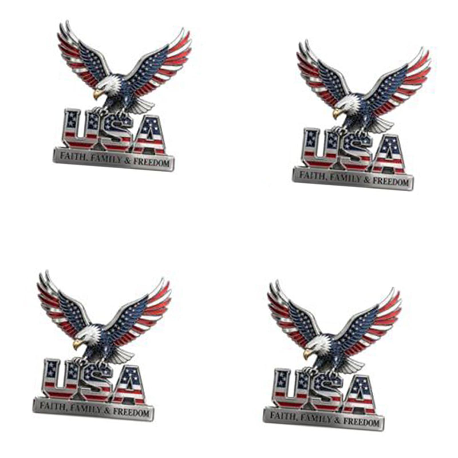 Shntig A Metal Memorial Badge With Commemorative Theme, Silver Tone Outline Nd Red White Blue Fill For Decorative Display Use Commemorative Metal Badge Flag Inspired Ccent Patriotic Vehicle Decor Re