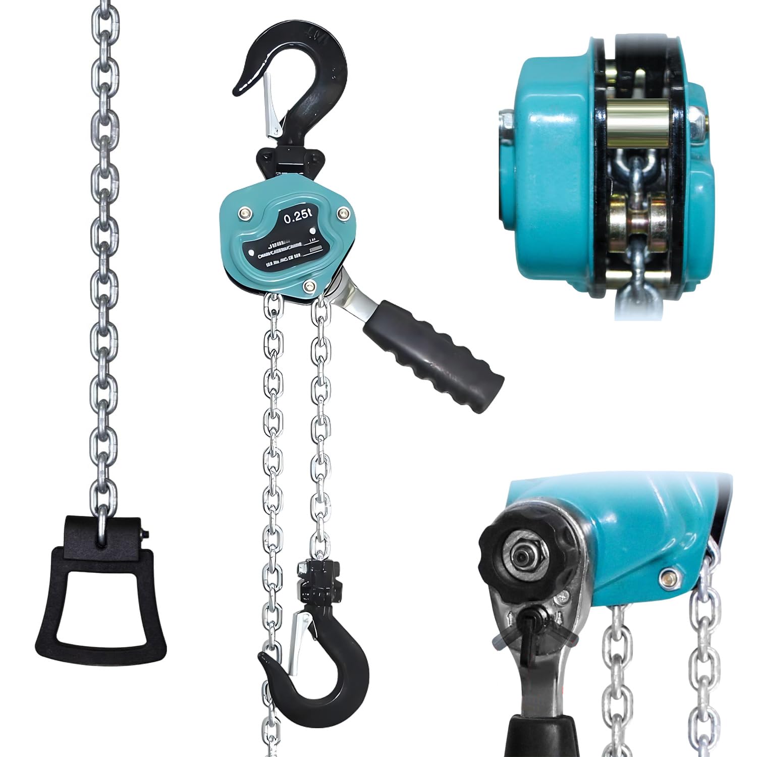 Paranco A Catena Manuale - Portata 250 Kg, Altezza Sollevamento 1,5 M, Catena Zincata, Con Marsupio - Foto 7