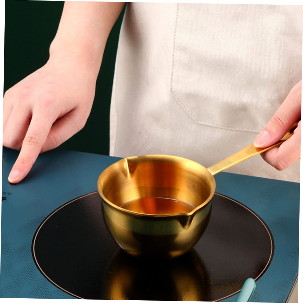 DECHOUS Pentolino 10cm in Acciaio Inox 304, Mini Pentola per Salsa da 200ml con Manico, Multiuso e Anti-scottatura per Casa
