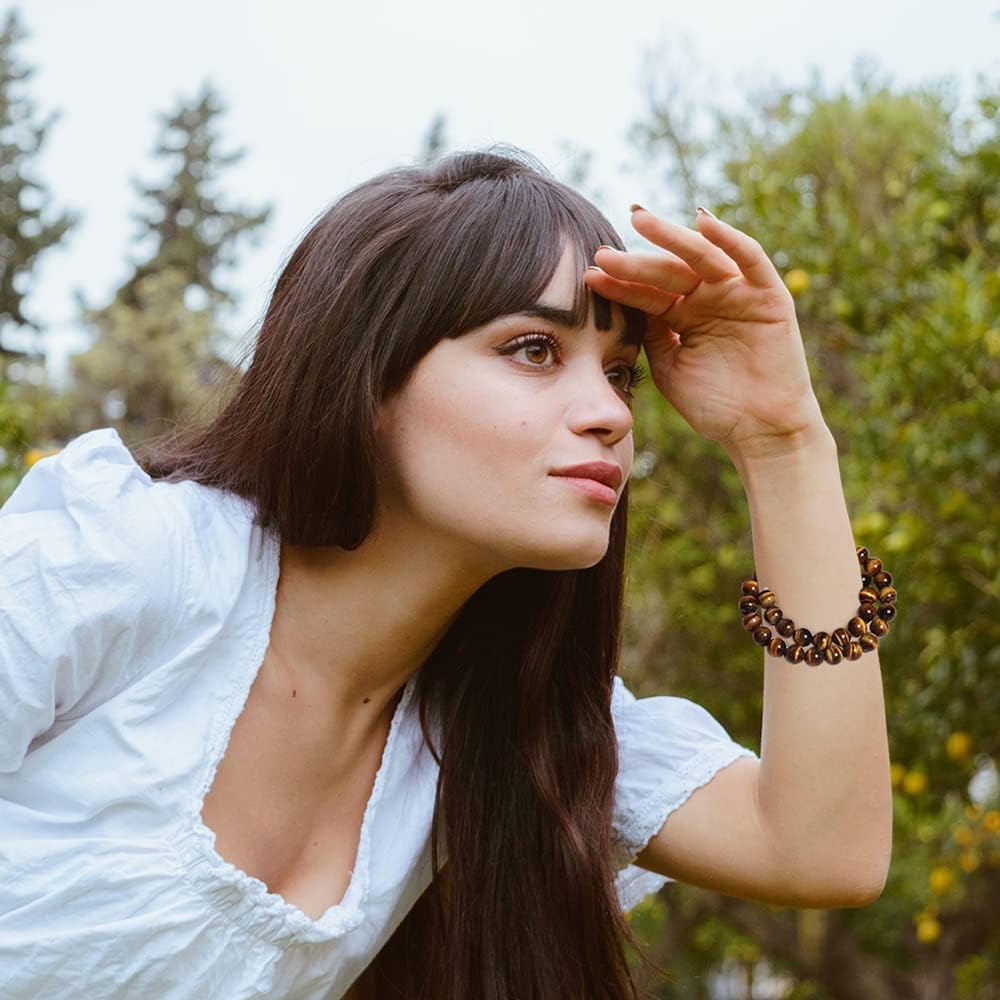 Yochus 8mm Natural Stone Beads for Jewelry DIY Making Bulk,Natural Tridacna Stone Round Loose Beads,Bracelet Making Tridacna Stone 8mm