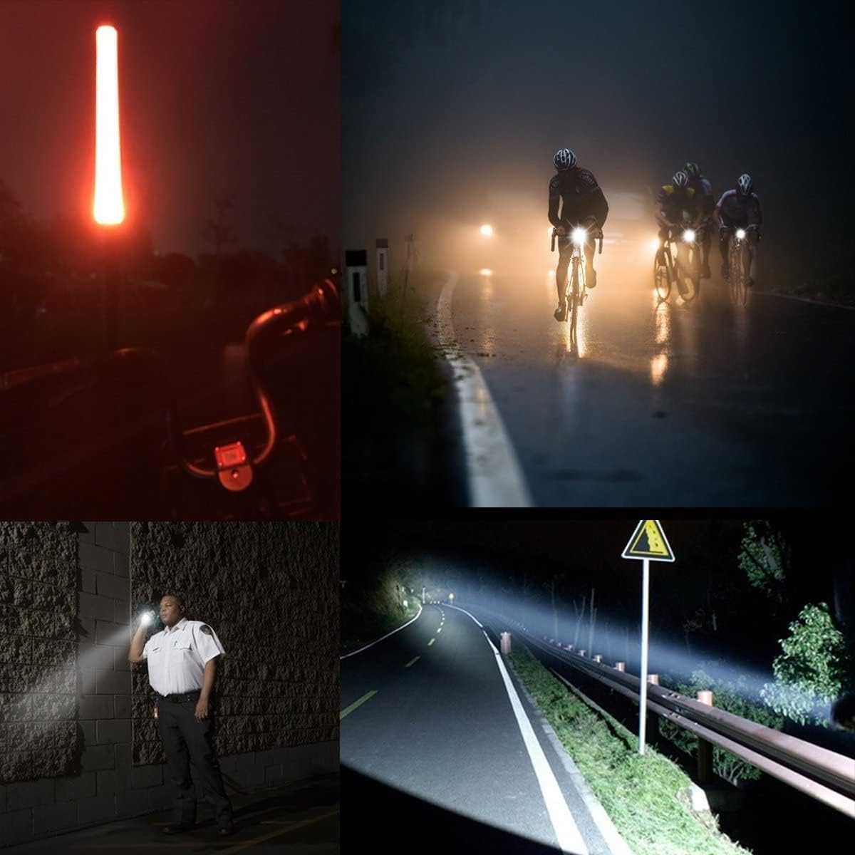 UltraFire Torcia a LED con fondina, 1000 lumen, 5 modalità con lampeggiante rosso per il controllo del traffico, parcheggio, aeroporto, A100