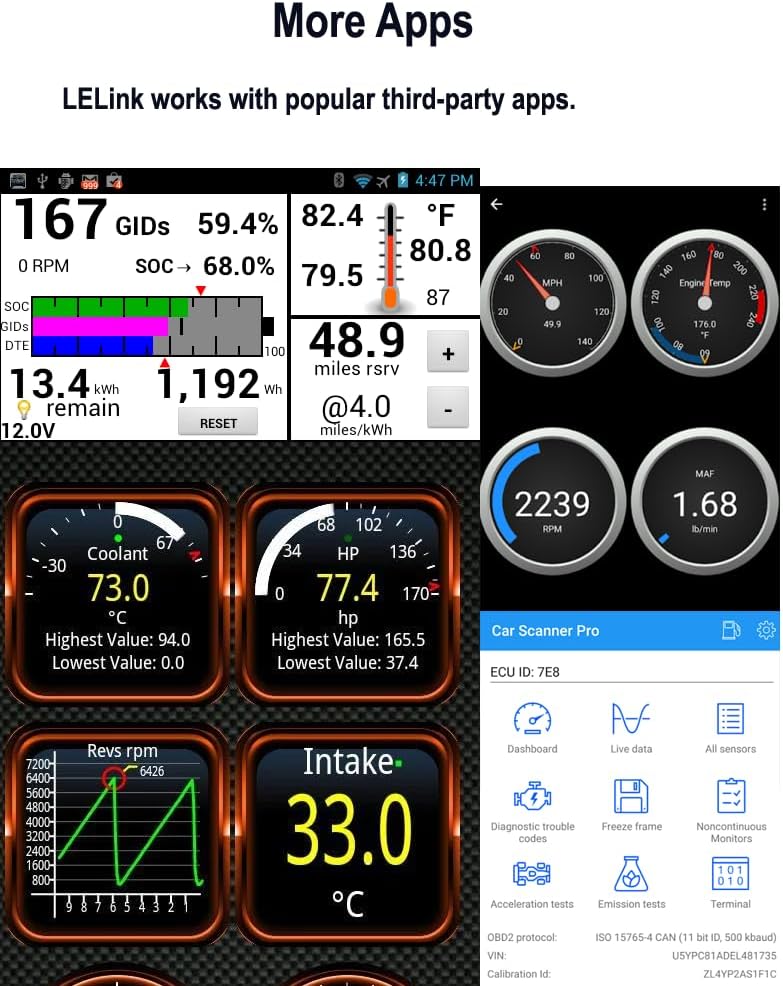 LELink Bluetooth Low Energy BLE OBD-II OBD2 Car Diagnostic Tool for iPhone/iPod/iPad and Android. New: Configurable Auto On/Off