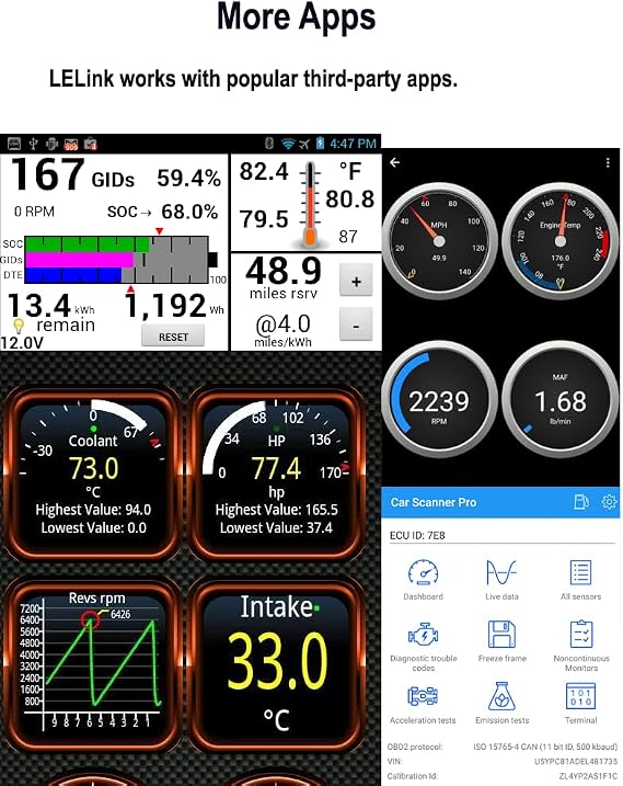 LELink Bluetooth Low Energy BLE OBD-II OBD2 Car Diagnostic Tool for iPhone/iPod/iPad and Android. New: Configurable Auto On/Off