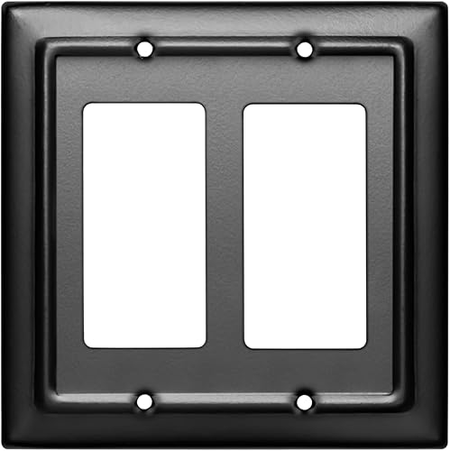 Monarch Abode 19158 Placa decorativa de pared de aluminio con doble interruptor arquitectónico, placa de pared, 2 cuadrillas, negro mate