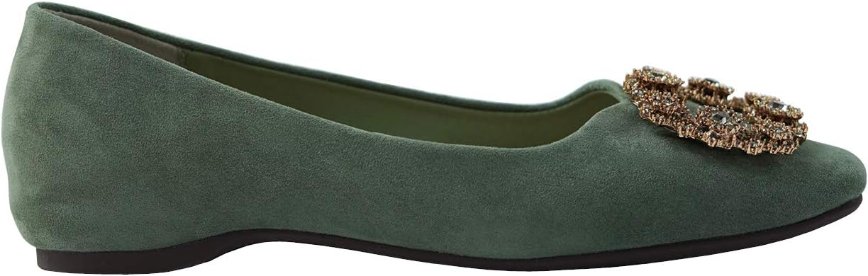 C.Paravano Mary Jane Shoes for Women | Womens Round Toe Flats(Size 8,GRE) Green - Image 6