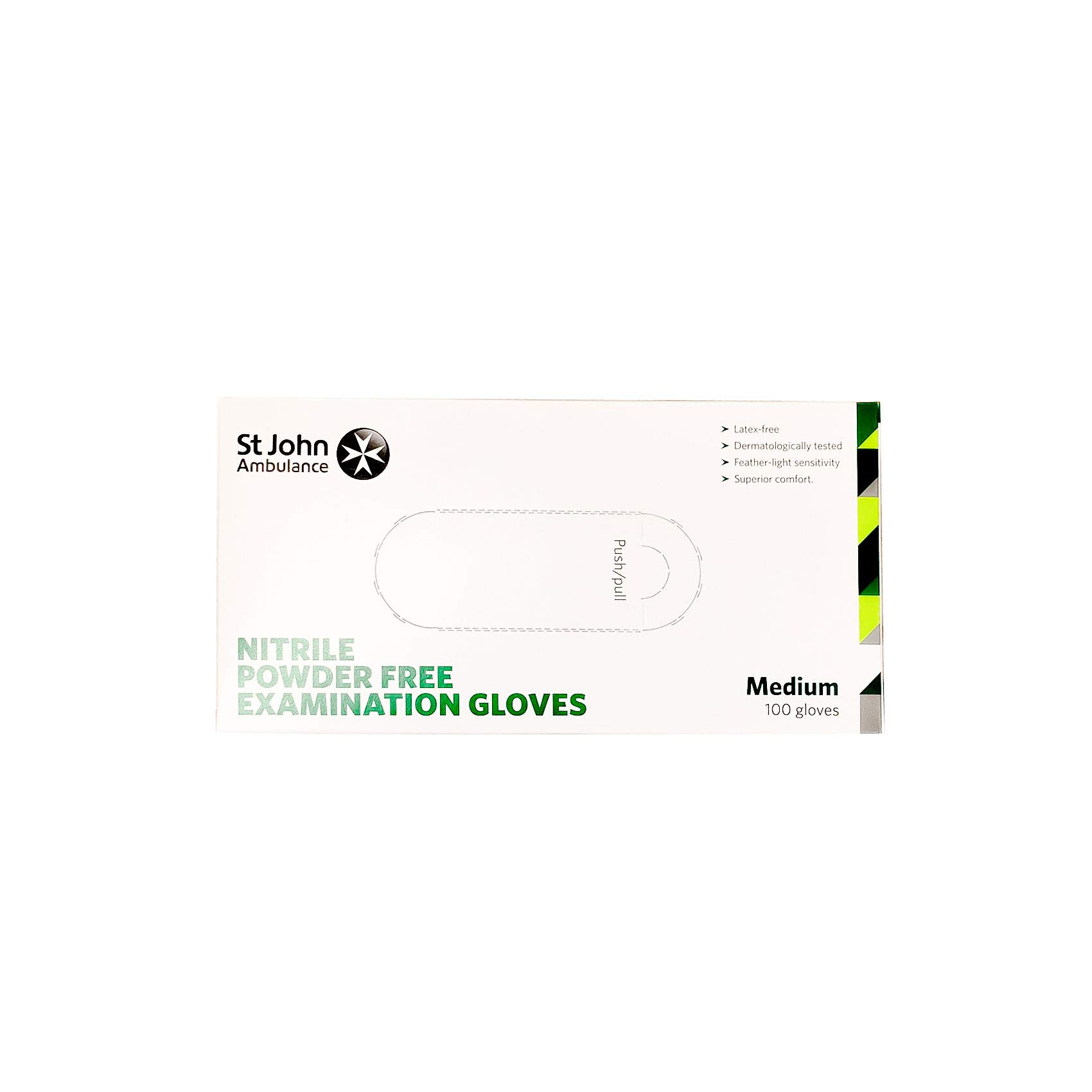 St John Ambulance Nitrile Powder-Free Examination Gloves Medium, Box of 100