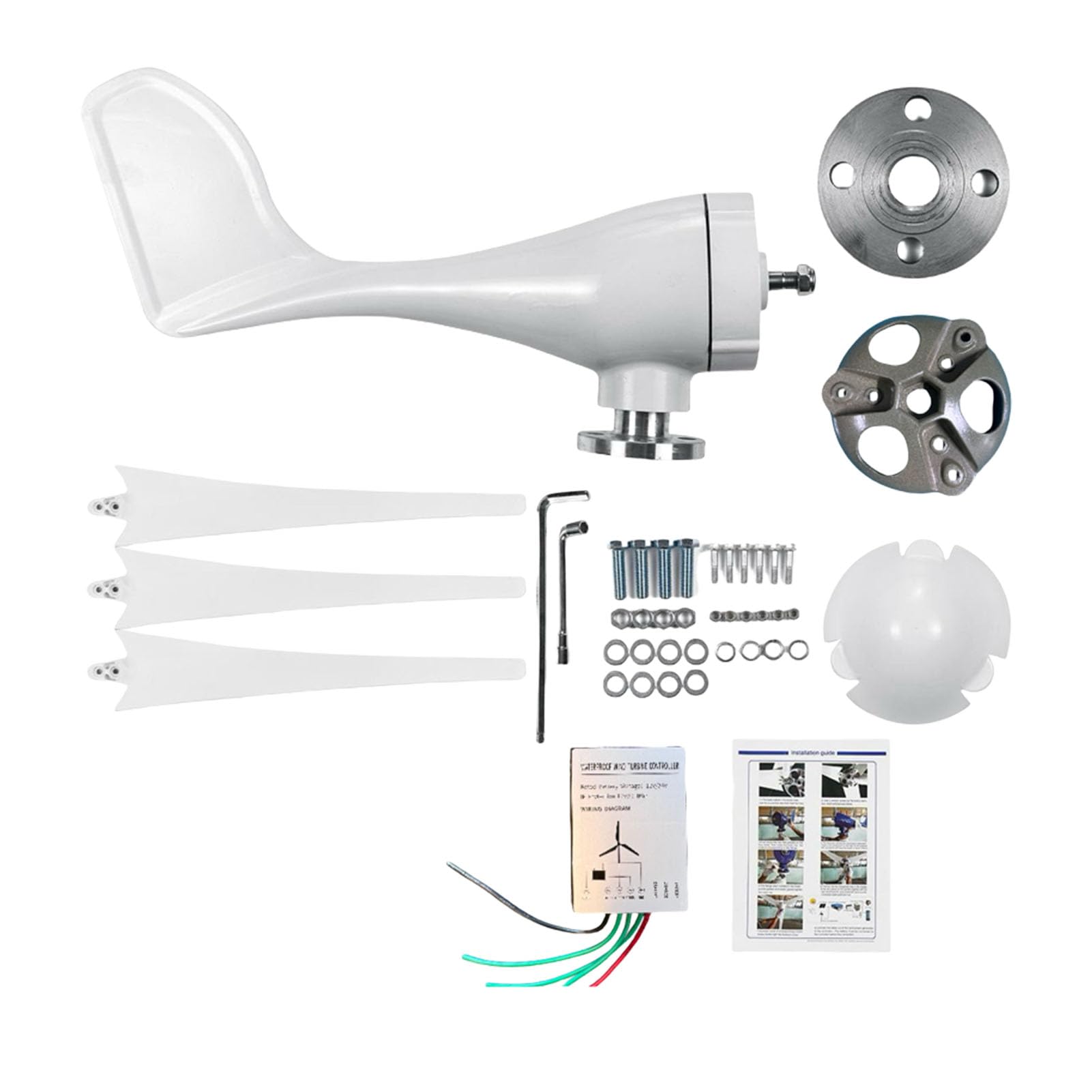 Kit Generatore Eolico di Piccole Dimensioni da 1200 W Ricarica Domestica Efficiente e Uso Marino con Fibra di Nylon a 3 Pale (12V)