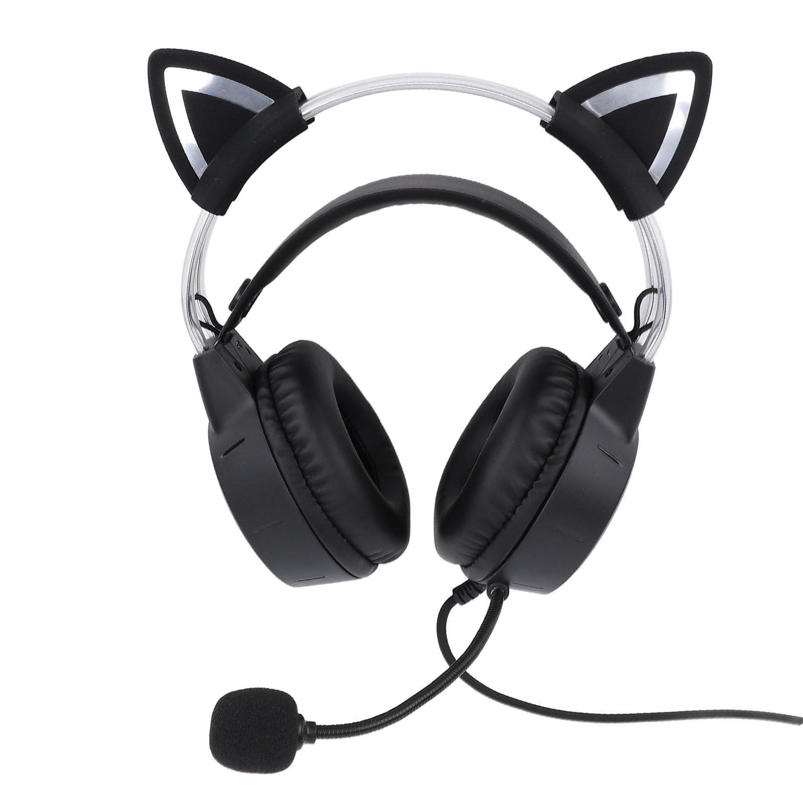 Bluetooth Kopfhörer, Katzenohr Kopfhörer mit Mikrofon, Verstellbarer Kopfbügel, Kabellose Kopfhörer mit 7 RGB LED Leuchten, Gaming Headset für Kinder und Erwachsene, 15 Stunden