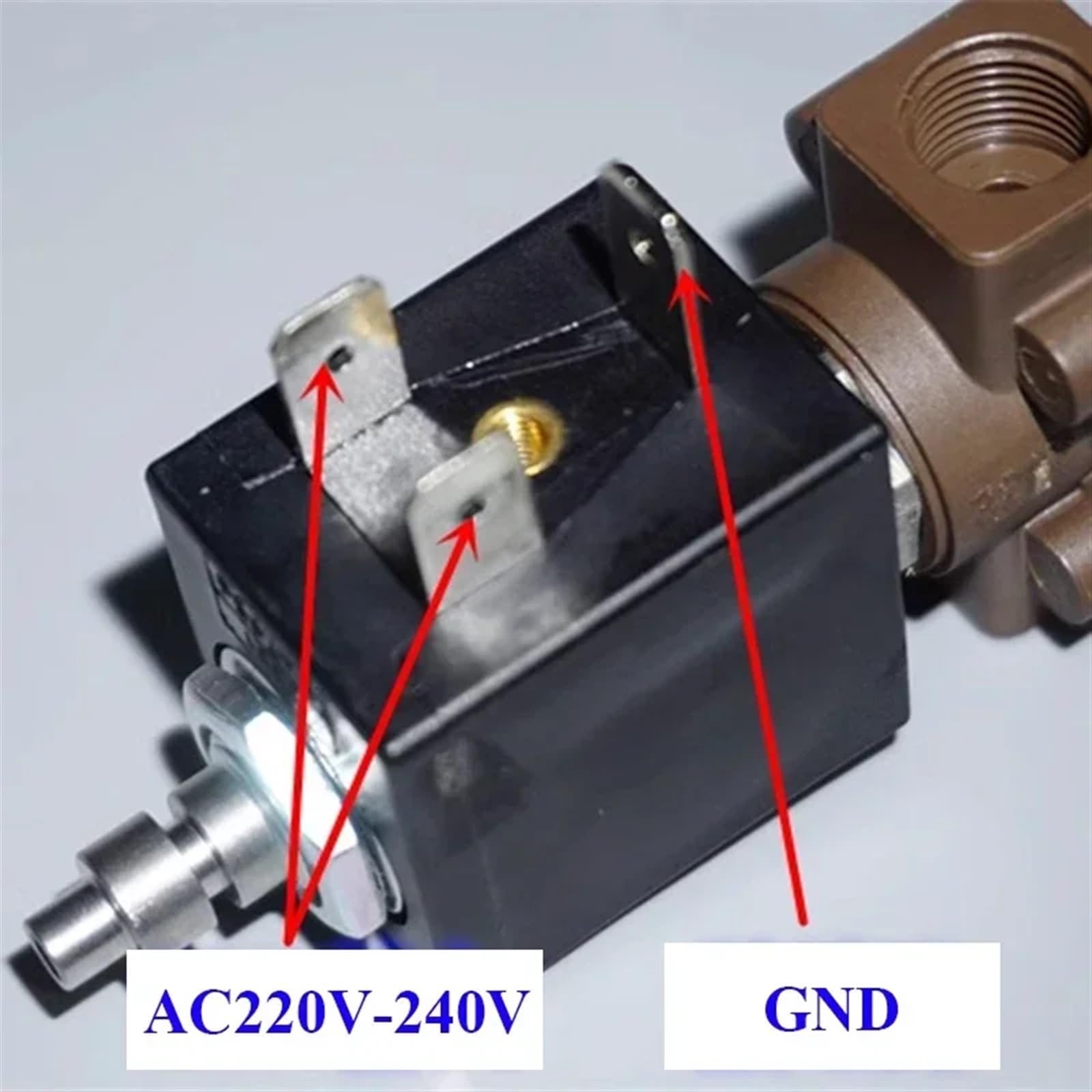 AC 230V 240V G1/8 Micro elettrovalvola elettrica a 2 posizioni a 3 vie Valvola di controllo del flusso d'acqua for macchina da caffè Valvola dell'aria 0-15 bar