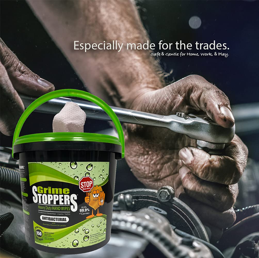 Heavy Duty Hand Wipes w/Micro-Power Beads-NOT YOUR ORDINARY HAND WIPES | 150 Wipes/Bucket (Single)