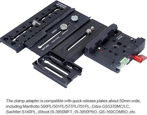 Miniatura 5 de Adaptador de abrazadera convertidor de placa de liberación rápida para cámara compatible con Manfrotto Gitzo ACE Series 1.969 in Plate y Sachtler