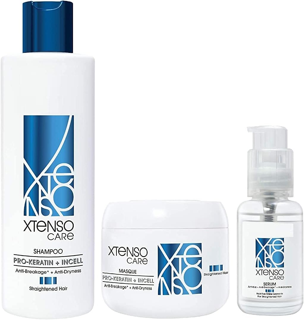 Xtenso Care Shampoo + Masque + Serum Combo Pack | For straightened hair | Smoothens, | With Pro-Keratin and Incell