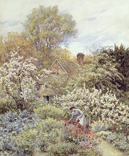 Affiche Toile un jardin au printemps Helen Allingham décoration murale de 60x90cm