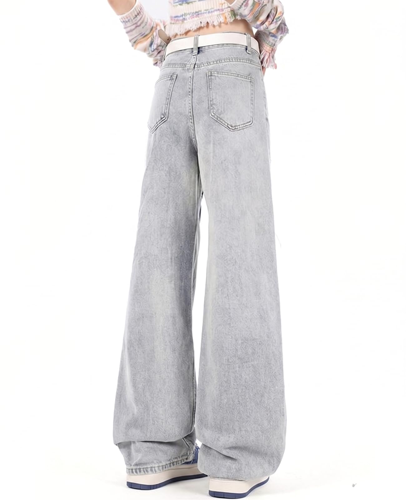 Süße Jeans für Damen und Mädchen, Sternen-Patchwork-Hose, hohe Taille, gerades Bein, legere Kleidung