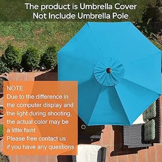 EliteShade USA 9FT Patio Umbrella Replacement Covers 8 Ribs Market Umbrella Canopy Cover (CANOPY ONLY) (Sky Blue)